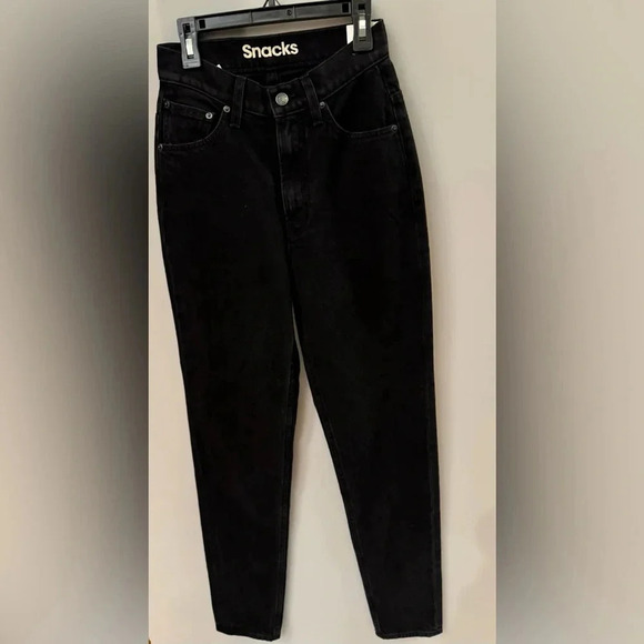 MOTHER SNACKS High Waisted Twizzy Skimp In Smacking Good Sz 23 Black Straight - Picture 2 of 9